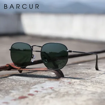 BARCUR Reflektivni sončna Očala Ženske Stekla, Leče Očala za Sonce Moških iz Nerjavečega Jekla Okvir Očal Ogledalo Parcelo Oculos De Sol