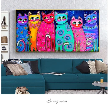 Barvita Mačke Platno Art Poslikave, Posterji in Wall Art Natisne Pop Platno Natisne Sliko Otroci Doma Dekor Cuadros