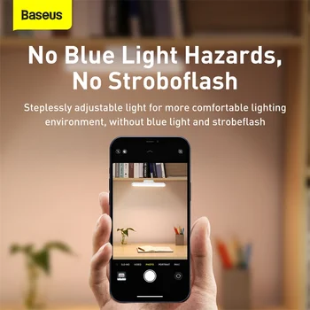 Baseus LED Namizna Svetilka Magnetni namizne Svetilke za Študijski Kabinet Svetlobe USB Polnilne Stepless Zatemnitev Dormitorij/kuhinja/omaro