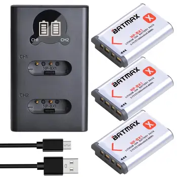 Batmax NP-BX1 NPBX1 1860mAh Baterija+LED USB Dvojni Polnilec za Sony DSC-RX100 DSC-WX500 HX300 WX300 HDR AS100v AS200V AS15 AS30V