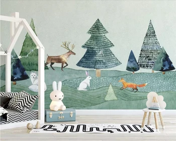 Beibehang ozadje po Meri, 3D Nordijska minimalističen ročno poslikano elk gozdnih živali, otroška soba ozadju dnevna soba zidana
