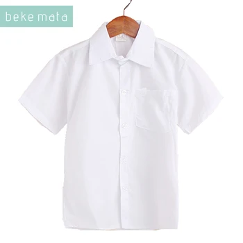 Bele Majice Za Fantje Poletje 2020 Kratek rokav Šoli Otroci Fantje Srajce In Bluze Trdna Bombaž Otroci Oblačila 5-13Y