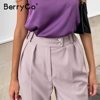 BerryGo Urad dama športna pomlad trdna svinčnik hlače ženske Modni ženski osnovne hlače Elegantno zavesa zadrgo, spodnji gumb 2021