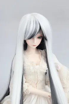 BJD SD lutka lasuljo dolge lase visoko temperaturo vlaken črno in belo postopno dolge ravne lase, A 1/3 1/4 1/6 lutka lasuljo