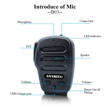 Bluetooth Mikrofon B03 Android in IOS Mikrofon za zello mic Walkiefleet radijski mikrofon PTT4U daljinski upravljalnik za prostoročno