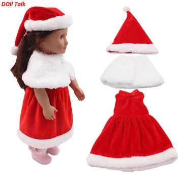 Božič Baby Novo Rojen Dekle Lutka Obleko Nastavite Z Ruto Rdeče Srčkan Lutka Obleko Za 18