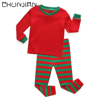 Božič pižame otrok rdeče pižamo baby bombaž pijama otroci oblačila določa deklice dolg rokav sleepwear fantje sleepwear