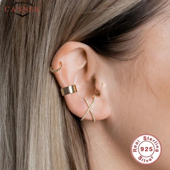 CANNER Pravi 925 Sterling Srebro Uho hlačnice Earings za Ženske, Posnetek na Uhane Posnetek Earing Ne Piercing Hrustanca Uhan Nakit