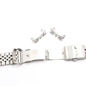 CARLYWET 20 22 mm Srebrno Jeklo Watch Band LETNIK Jubilejne Zapestnica Zaponko Votlih Ukrivljen Koncu Trdna Vijak Povezave Za Rolex Seiko