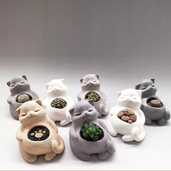 Cement vaza silikonsko plesni Žival Mačka design vaza plesni sočna rastlin konkretne spraviti urad ustvarjalno pot silicij plesni