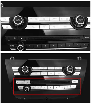 Chrome ABS, CD Številko Tipke za Nadzor Glasnosti Gumb Bleščica Kritje Trim Nalepke Konzole Center klimatska Naprava (A/C Za BMW X5 X6 F15 F16