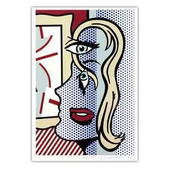 Citon Roy Lichtenstein《Umetnostni Kritik,1996》Pop art Platno Oljno sliko Umetnine Plakat Slika Steni v Ozadju Dekor Doma Dekoracijo