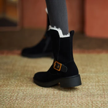 Dame škornji Britanskem slogu, se raztezajo priložnostne čevlji modni Evropski in Ameriški divji retro priložnostne ravno sneg škornji