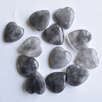 Debelo 12pcs/veliko moda dobre kakovosti naravnih Hudič kristali kremena srce oblika cab cabochons kroglice 25 mm, za nakit, izdelava