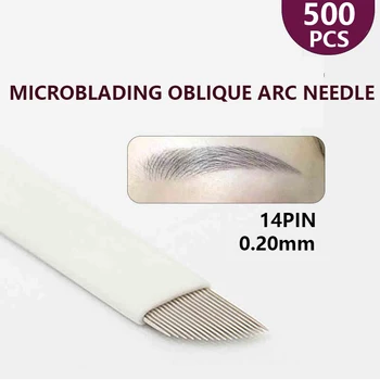 Debelo 500pcs Microblading 0,2 mm 14pin Trajno Ličenje Obrvi flex Tatoo Igle Za 3D lamina rezilo Agulhas Tebori