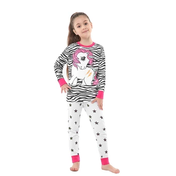 Dekleta Konj Pižamo Otroci Zebra Sleepwear Otrok Samorog Risanka Oblačila Sklop Baby Dolg Rokav Pijamas Domov Oblačila za Fante