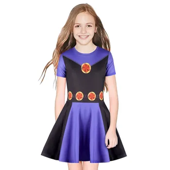 Dekleta Zvezdnatim Obleko Najstnik Dekle Halloween Kostum Moda Priložnostne Obleke 3D Super Hero Tiskanja Cosplay Oblačila Mavrica Frocks