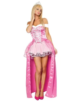 Deluxe Odraslih Princesa Pepelka Kostum Seksi Trnuljčica Stranka, Cosplay Halloween Kostumi Za Ženske Roza Obleko