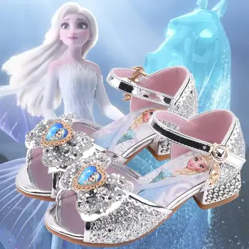 Disney Dekleta Sandali Zamrznjeno 2 Elsa Princesa Čevlji Malo žensk, Kristalni Otroci Čevlji z Visokimi Petami modni brvi Kažejo Čevlji