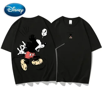 Disney T-Shirt Nazaj Donald Duck Mickey Mouse Risanka Tiskanja Pari Unisex Ženske T-Shirt Kratek Rokav Tee O-Vrat Vrhovi 10 Barv