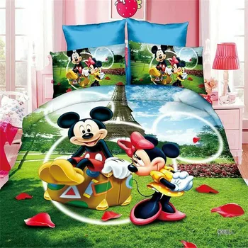 Disnwy Donald Duck Mickey Mouse Posteljnina Nabor Twin Velikost Rjuhe Zajema Eno Posteljo, Opremljena stanja za Otroke Fantje Spalnica Dekor Dekleta 3-4