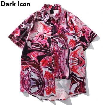 Drak Ikono Natisnjeni Hip Hop Rokavi Moški Kratek Rokav Poletne Majice Havajih Majica Za Moške Ulične Oblačila