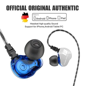 Dvojno Moving Coil Heavy Bass HiFi Mikrofon V uho Športne Slušalke za iPhone, Samsung Univerzalni Telefonske Slušalke QKZ CK9
