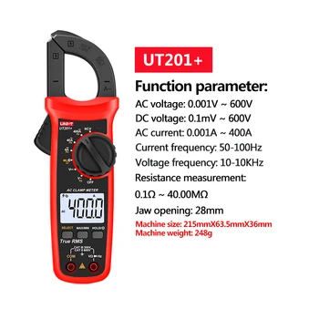 ENOTA Digitalne Objemka Meter AC DC Trenutno Amperimetro Tester Objemka Multimeter Odpornost Frekvenca UT201+ UT202+ UT203+