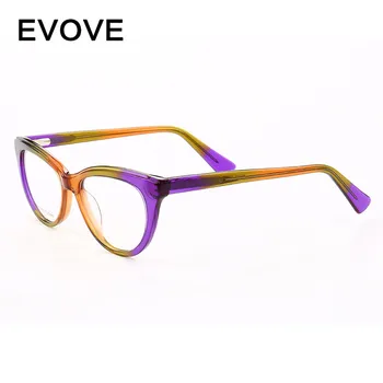 Evove Mačka Oči Očala Ženske Pisane Acetat Očal Okvir Ženska High-end blagovna Znamka Modnih Ponaredek Očala Očala za Optično