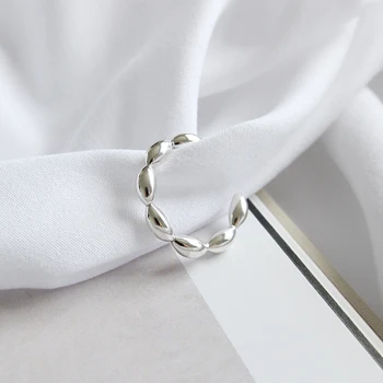F. I. N. S Prilagojeno Ovalne Kroglice Obroči 925 Sterling Silver Obroči Geometrijsko Odprti Prst Prstan Poročni Prstani Srebro za Ženske
