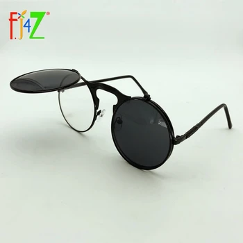 F. J4Z PunK Moda za Moške Okrogla sončna Očala Krog Kovinski Okvir Kul Flip Top sončna očala za Ženske Buljiti oculos UV400 Zaščito