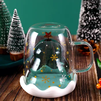 Farwix 301-400 ml Božič Stekla Ustvarjalne Toplotno Odporni dvoslojno Pokal Urad Znamke Kave Skodelice Vode Kozarci za Pitje