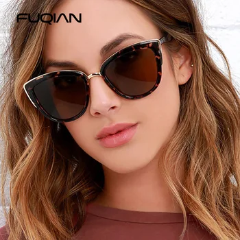 FUQIAN 2020 Cateye Ženske Vintage sončna Očala Proti bleščanju Sonca Očala Ženska Moda Leopard Odtenki UV400