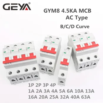 GEYA GYM8 4Pole Mini odklopnika 6A-63A Din Rail MCB z NA OFF Indiactor