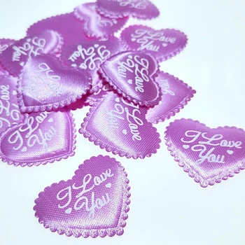 HL 100 kozarcev Vijolično Oblazinjeni Čutiti Ljubezen Srce Appliques Poročno Dekoracijo DIY Šivanje Obrti A596