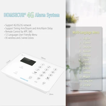 HOMSECUR AU Dostave Brezžično in žično 4G LCD Home Security Alarmni Sistem+Multi-Jezikih Meni GA01-4G-W