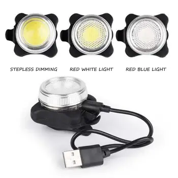 Izposoja Svetlobe USB Polnjenje 5 Načinu Dveh barvnih COB Kolo Svetlobe, Kolesarske Opreme, Bela/Rdeča/Modra Stepless Zatemnitev Luč