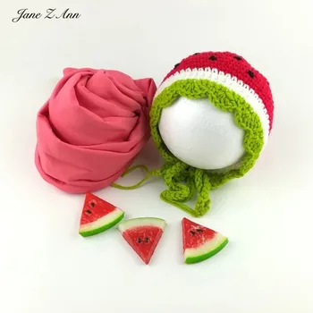 Jane Z Ann Novorojenčka lubenica kostum za malčke pletene klobuk+zaviti +lubenica porp studio za fotografiranje ustvarjalne temo dodatki
