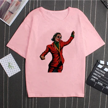 Joker 2019 Joaquin Phoenix Smešno T-shirt Moški In Ženske Poletje Novo Roza Priložnostne Dame TShirt Nevtralno Ulične T-shirt
