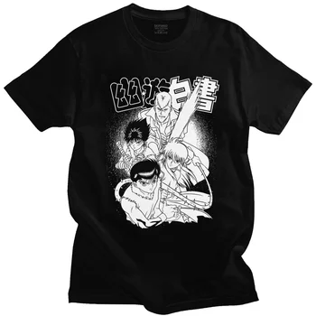 Klasična Yu Yu Hakusho T-shirt Moški Kratek Rokav Yusuke Urameshi Majica Kazuma Kuwabara Tee Kurama Hiei Vrhovi Manga Tshirt Oblačila