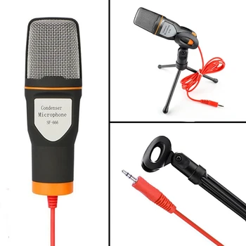 Kondenzatorskega Mikrofona, 3,5 mm Vtič Doma Stereo MIC Namizno Stojalo za PC, Skype Video Klepet, igre na Srečo Podcast Snemanje