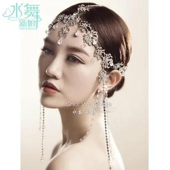 Korejski crystal head verige tassel frontlet poročni dodatki za lase poroka mehke glavo, trgovina