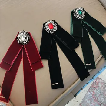 Korejski Žamet Bowtie Broška Tkanine Lok Kravato Nosorogovo Ovratnik Pin Fashion Majica Broške Nakit Razkošje za Ženske Dodatki