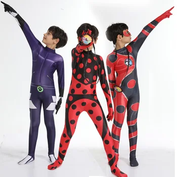 Kostum lady bug, cosplay Queen Bee kostumi za otroke otrok anime Fox Cosplay black CAT Noir Halloween Zentai Bodysuit