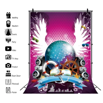 Laeacco Disco Party Ozadje Glasbe Neon Glitters CD Rojstni dan Fotografije Okolij Photophone Photocall Za Photo Studio Rešitve