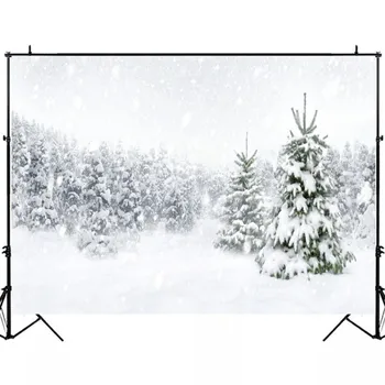 Laeacco Zimsko Pokrajino Photocall Beli Sneg Gozdu Borovcev, Fotografija Okolij Božič Kulise Družino Photozone Rekviziti