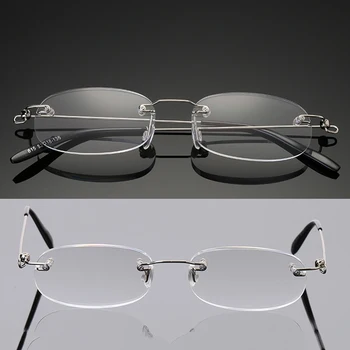 Lahki Rimless Obravnavi Očala Ultra Tanek Bralci Kakovostne Kovine Tečajih Crystal Clear Leče Očala za Moške, Ženske