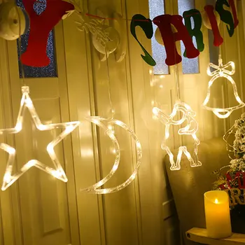 LED Luči Bell Snežaka Star Okno Dekorativni Bedak Svetilko, Baterijski Pogon Nepremočljiva Počitnice Niz luči za Sobi Dec