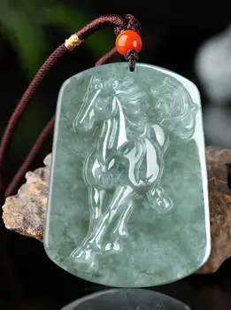 Lepe Jasper carving Nebesno Konj Obesek smaragdno živali strani carving Jade Obesek + vrv dostava