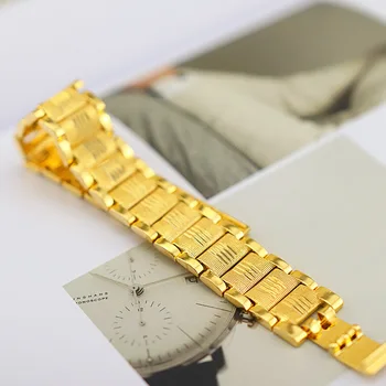 Luksuzni Fashion 24K Zlata Zapestnica za Moške Razširitev Watch Verige Zapestnice Nakit za Moške Odločno Grobe Zapestnico, Širina 18 mm
